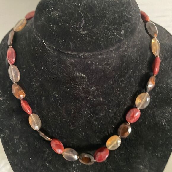 32” multi amber tone translucent oval beaded necklace that can be worn many ways - Picture 3 of 13